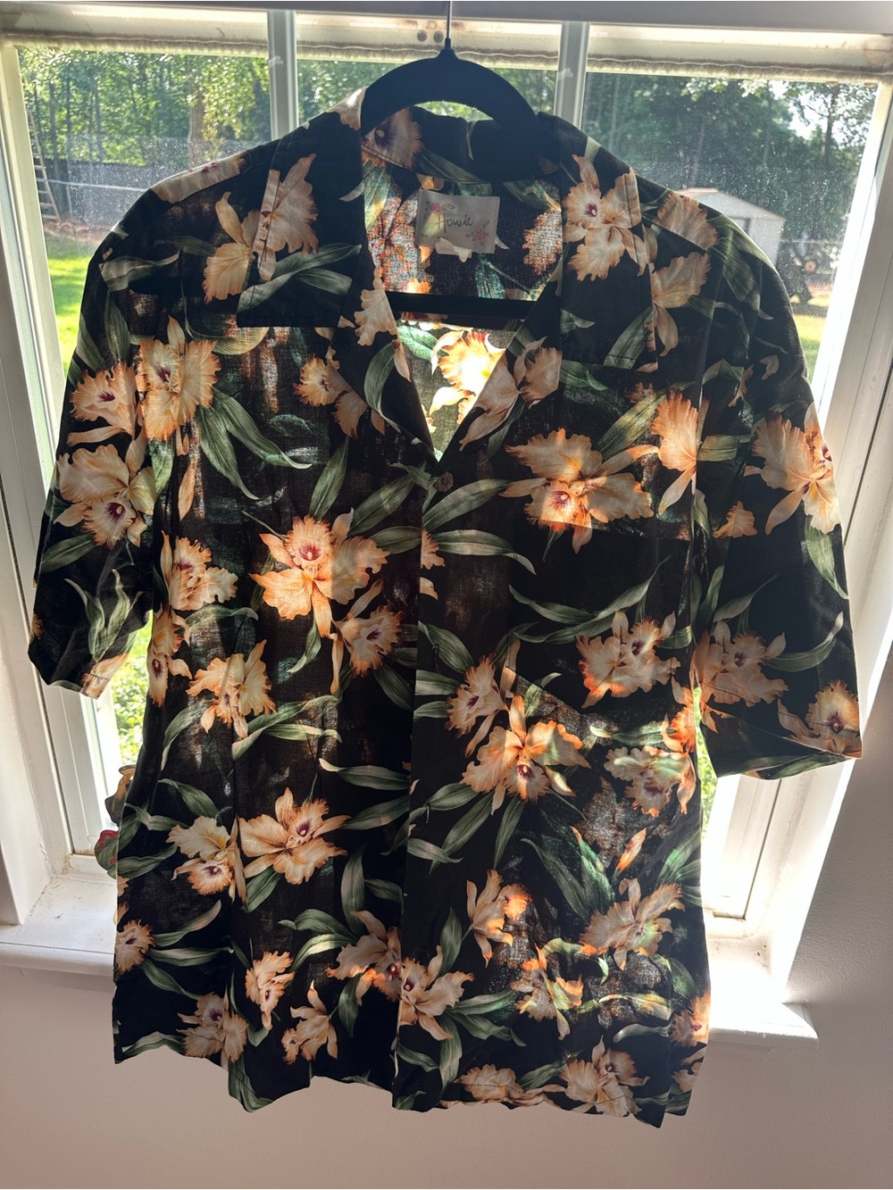 100% Cotton  Short-Sleeve Button-Down Shirt - Tropical Print